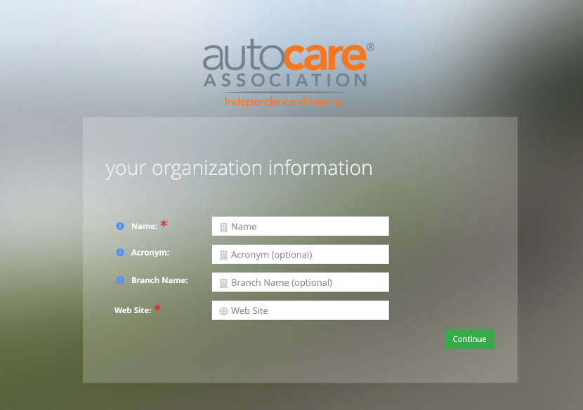 AutocareVIP 填写公司信息页面示意图