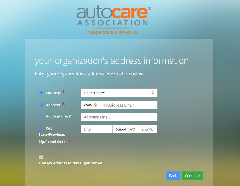 AutocareVIP 填写地址信息页面示意图